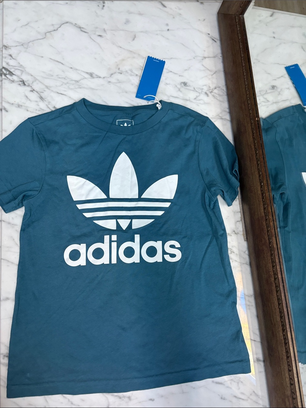 adidas Blue Trefoil Logo Kids Short Sleeve Tee